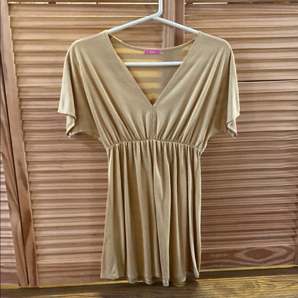 Women's Beige V-Neck Top